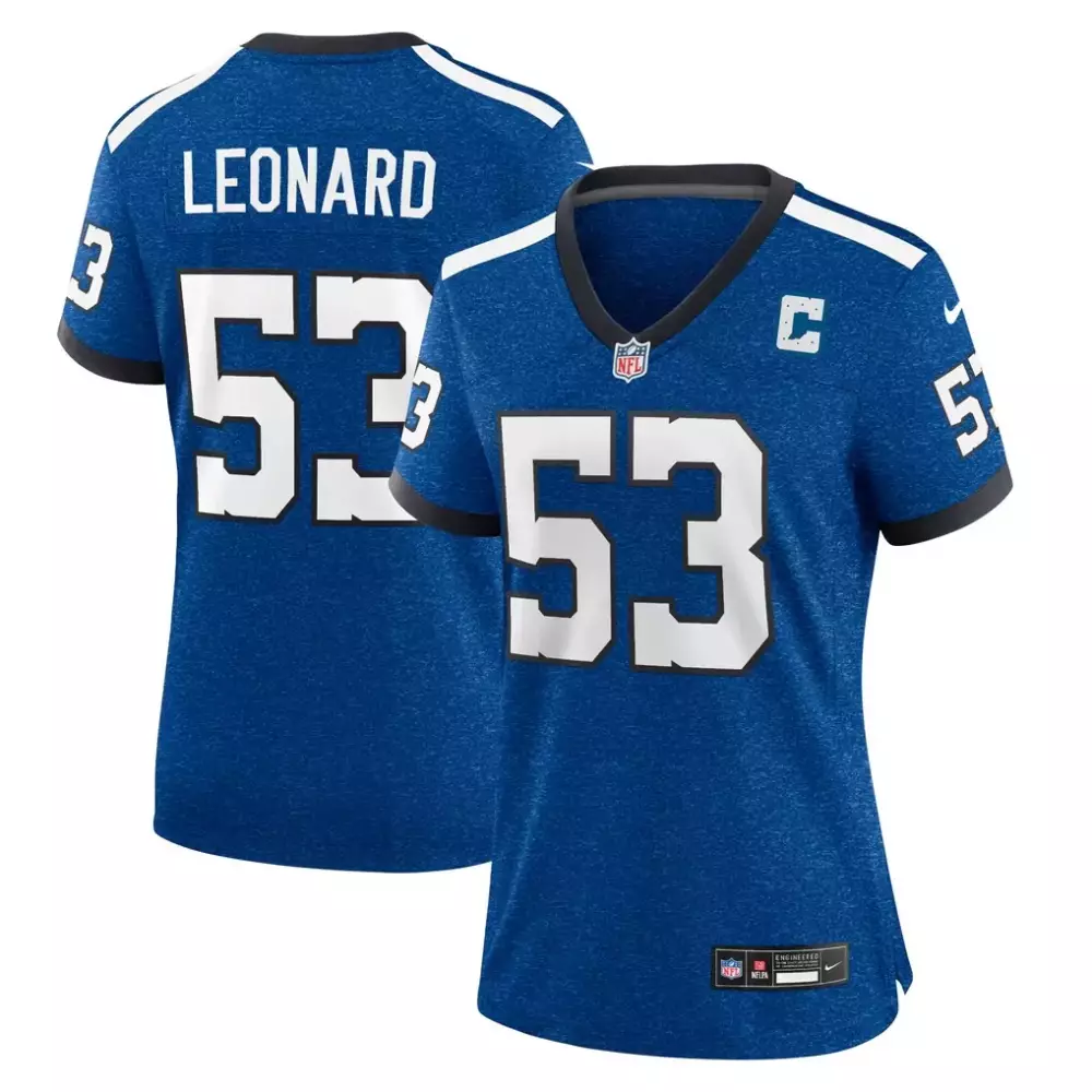 Riley Leonard 53 Jersey Royal Blue Indianapolis Colts Women Replica White Black