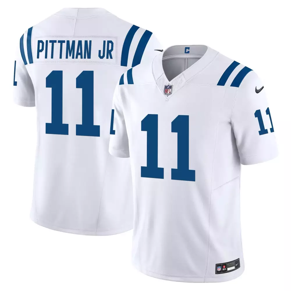 Pittman Jr. 11 Colts Jersey White Men Player Blue Vapor Limited All Stitched