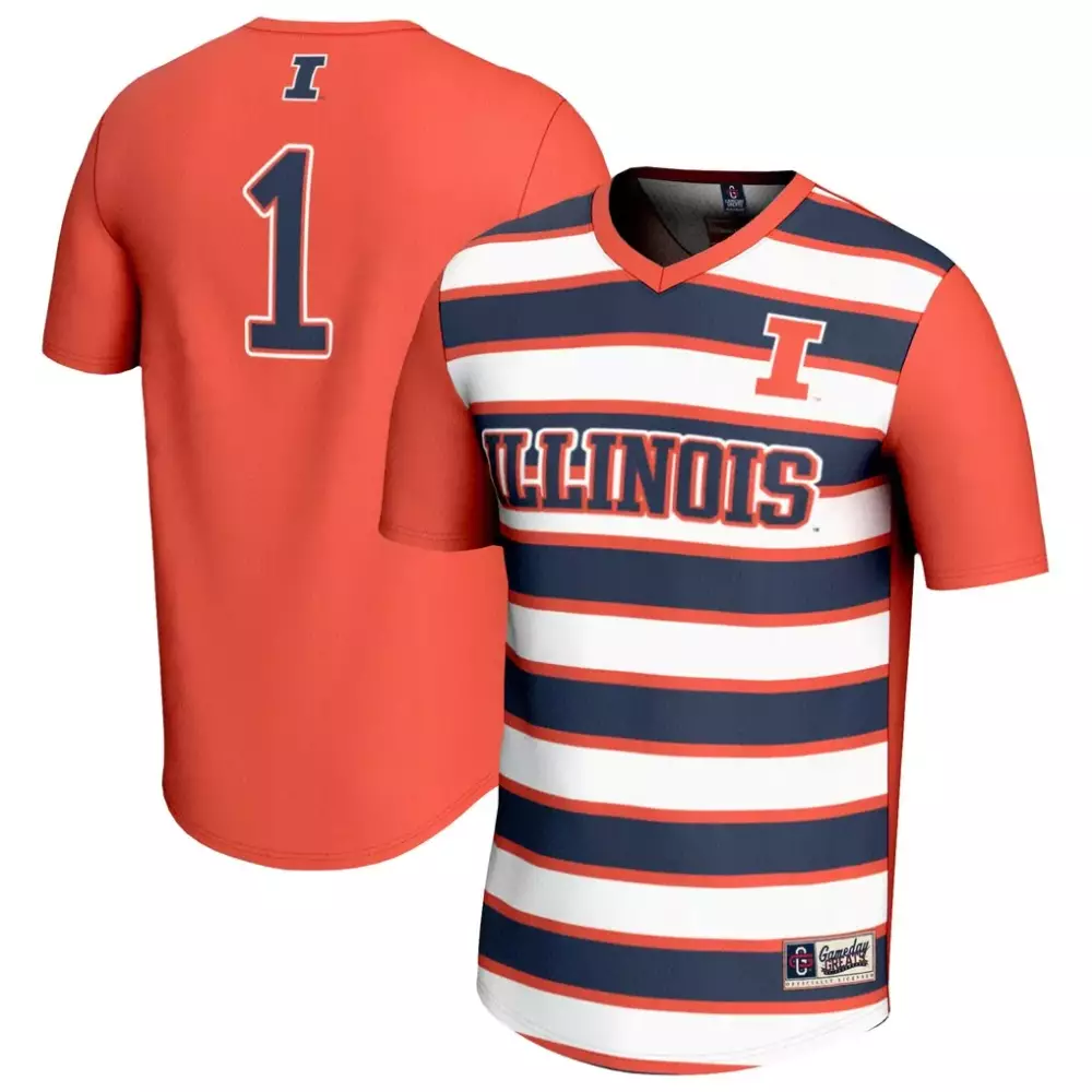 Illinois Fighting Illini 1 Jersey Orange Gameday Greats Men Split Design Navy White