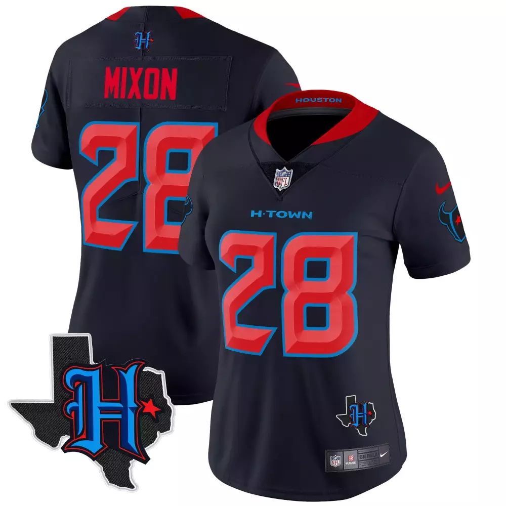 Joe Mixon 28 Houston Texans Jersey Navy Blue H-town Oilers Women Red Light Limited