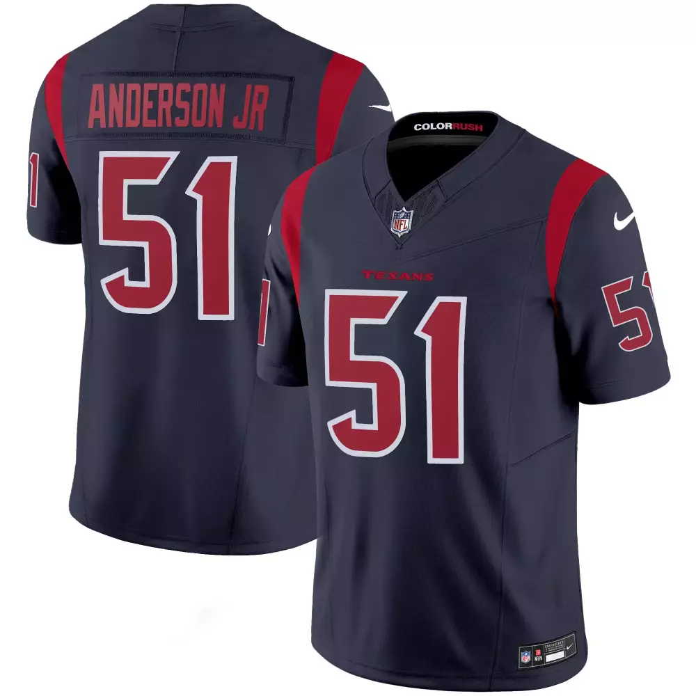 Will Anderson 51 Texans Jersey Navy Men Color Rush Red Vapor All Stitched