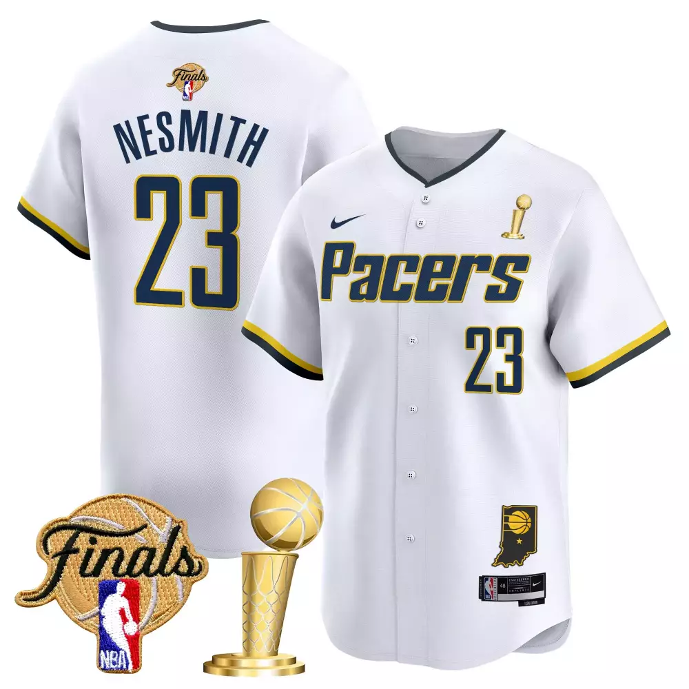 Aaron Nesmith 23 Pacers Jersey White NBA Finals Men Navy Yellow Vapor Embroidered
