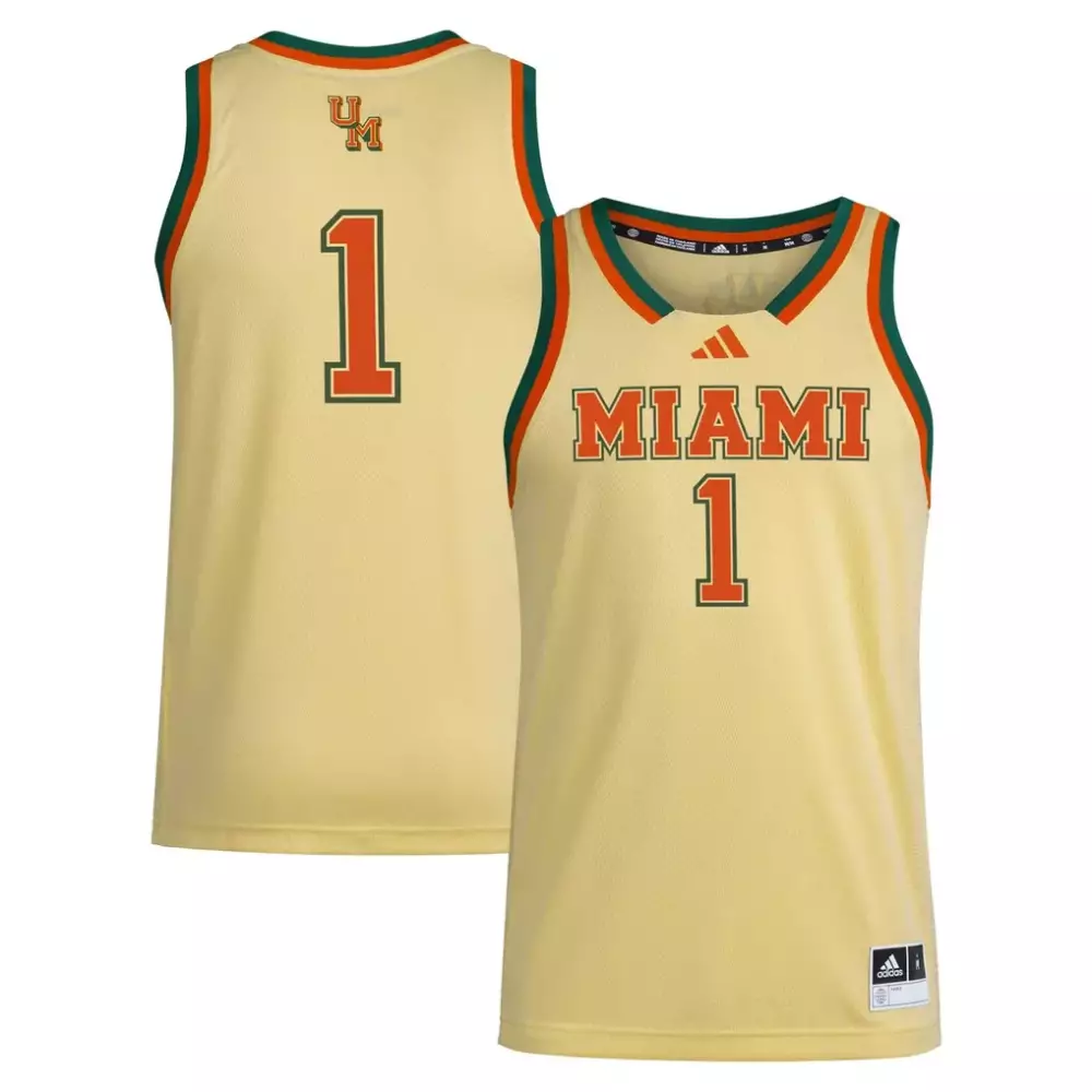 Custom Miami Hurricanes 1 Jersey Yellow Men Orange Green Swingman