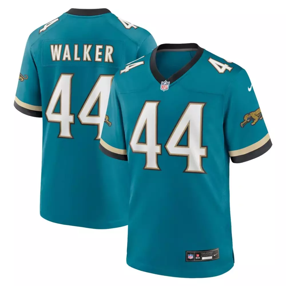 Travon Walker 44 Jaguars Jersey Teal Men Replica Black White Gold Throwback Game