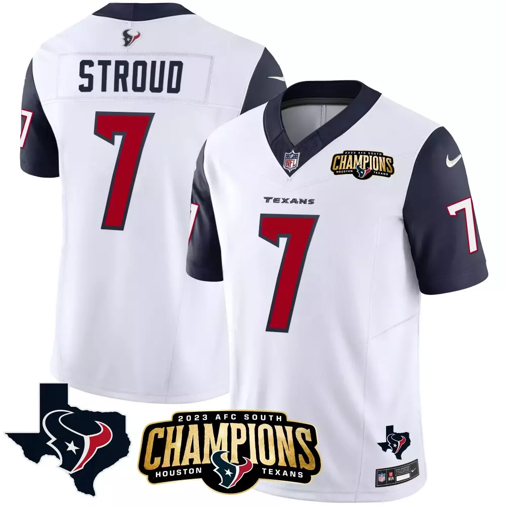 C.j. Stroud 7 Houston Texans Jersey White 2023 AFC South Champions Men Alternate