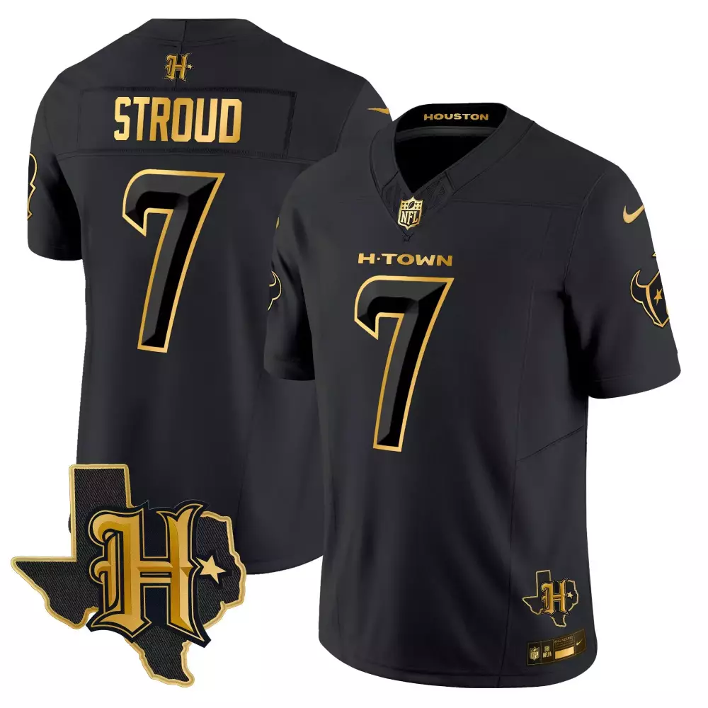 Stroud H 7 Houston Texans Jersey Black H-town 2023 Men Gold All Stitched Vapor