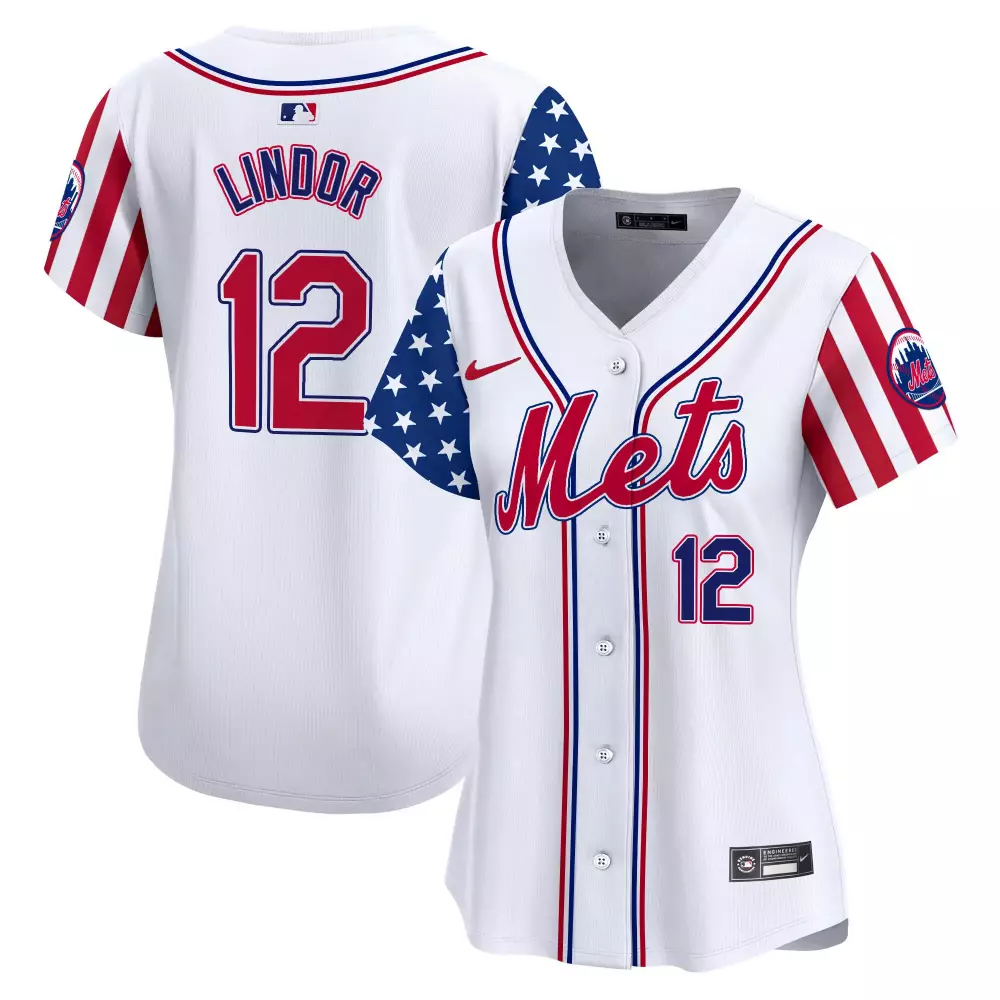 Francisco Lindor 12 Mets Jersey White Women Custom Design Red Blue Vapor Premier
