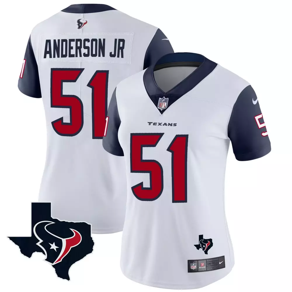 Will Anderson 51 Houston Texans Jersey White Women Game Navy Blue Red Vapor Limited