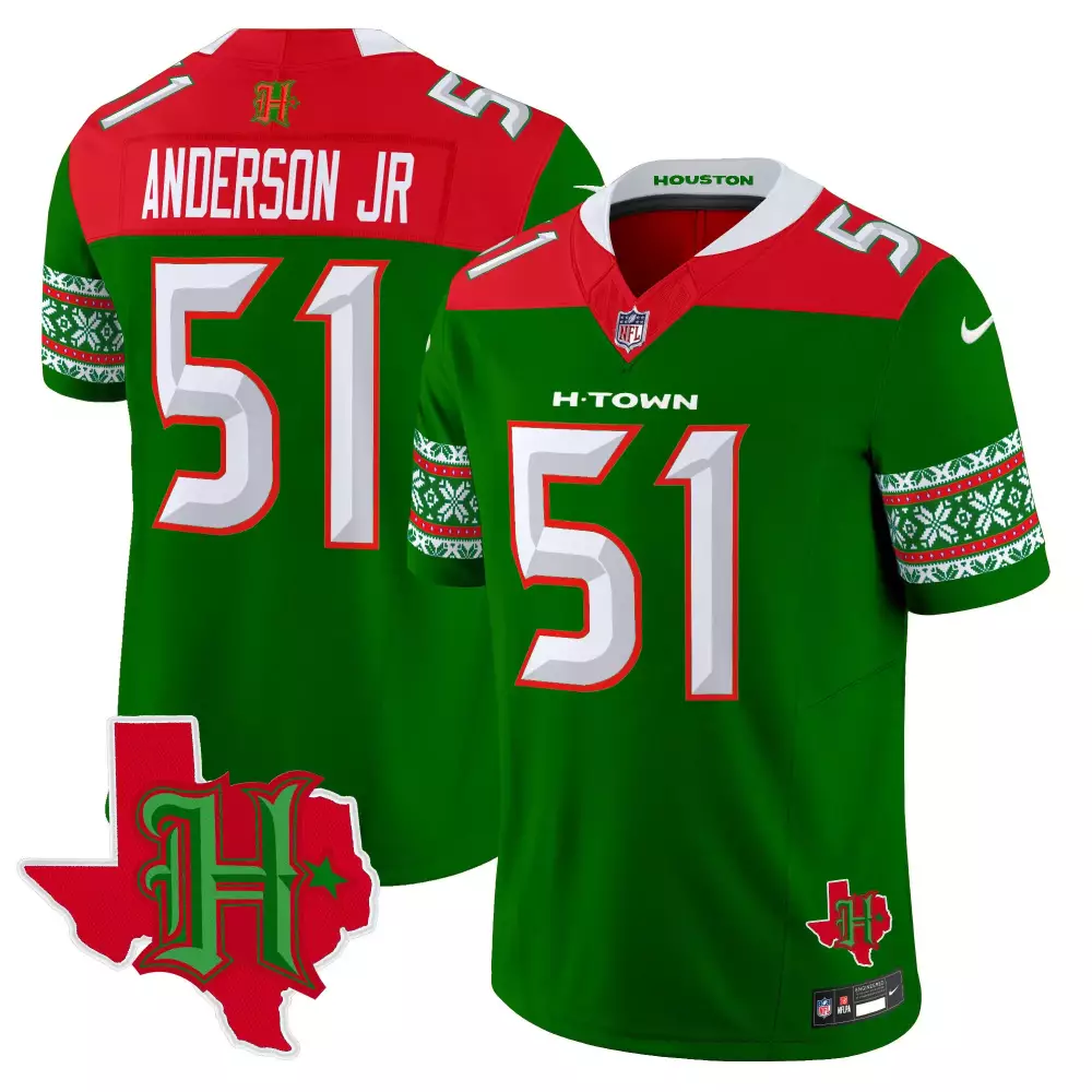 Will Anderson Jr. 51 Jersey Green Houston Texans Men Split Design Red White Vapor