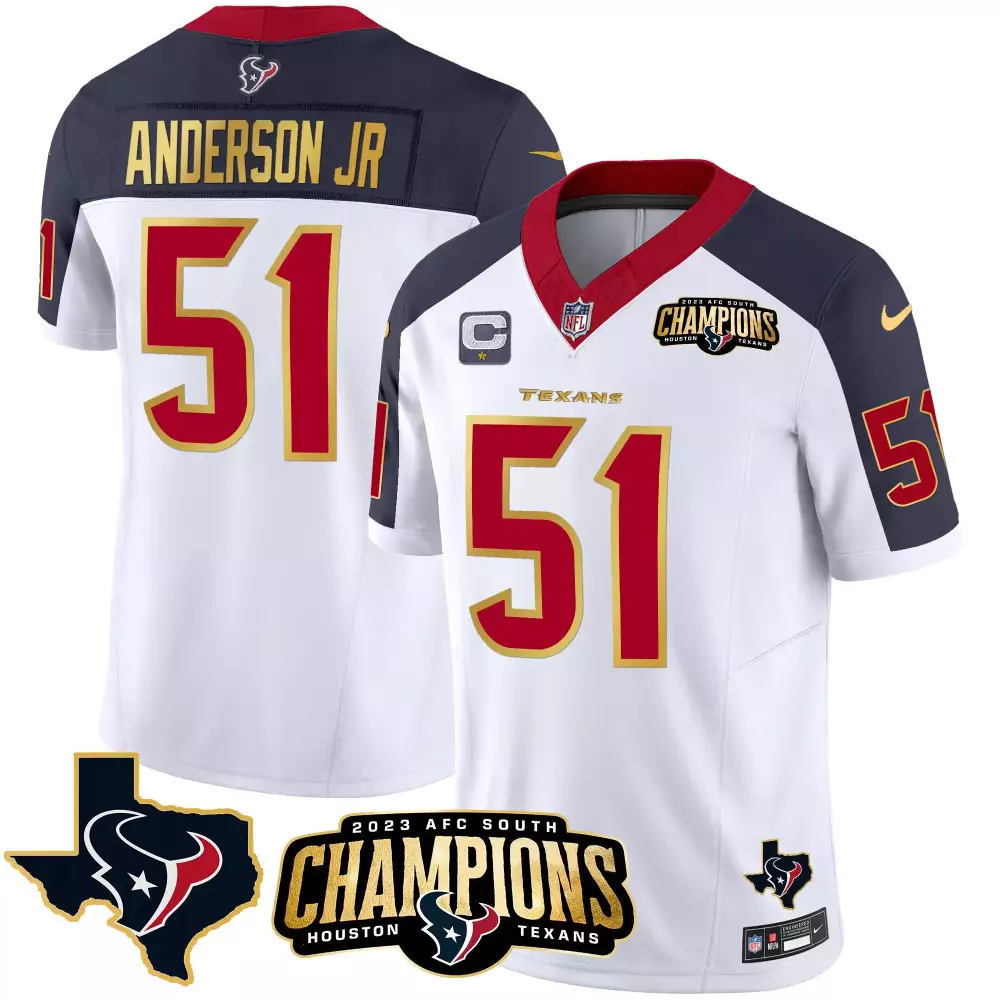 Will Anderson 51 Houston Texans Jersey White AFC South Champions 2023 Men Navy Red