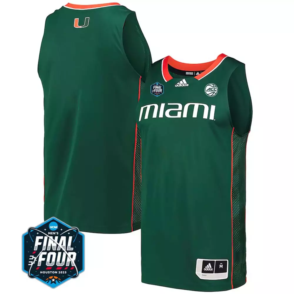Final Four Miami Hurricanes Jersey Green 2023 Men Orange White All Stitched