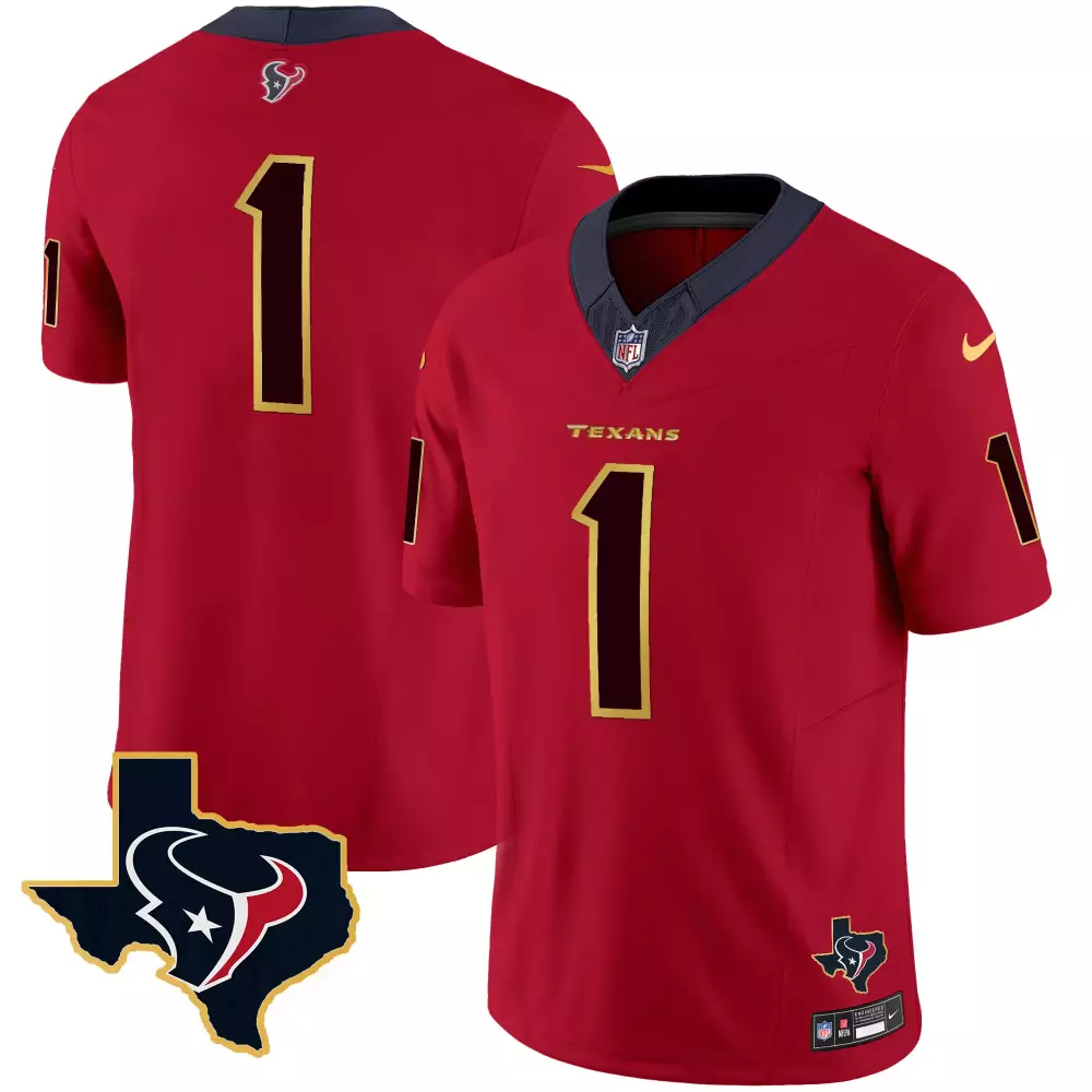 Ward 1 Texans Jersey Red Null Men Alternate Navy Blue Gold All Stitched Vapor
