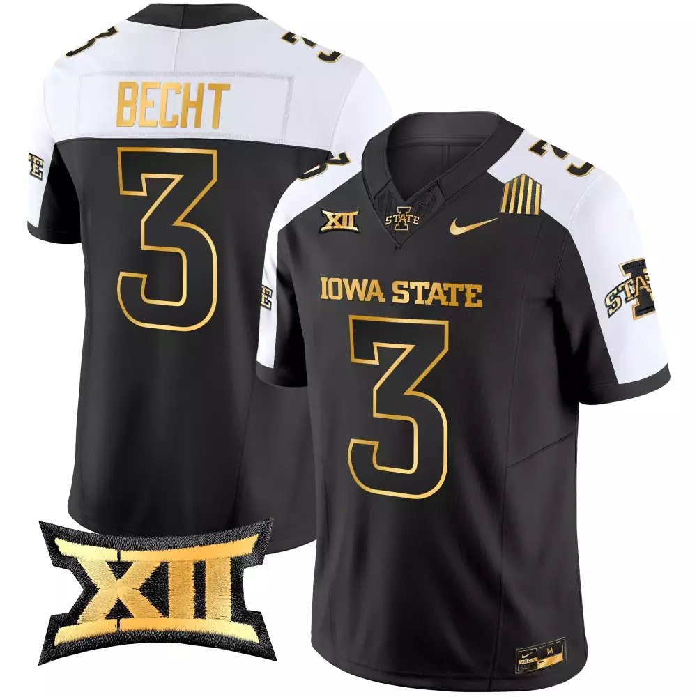 Becht State 3 Iowa Jersey Black Nike Big 2023 Men White Gold Vapor Stitched