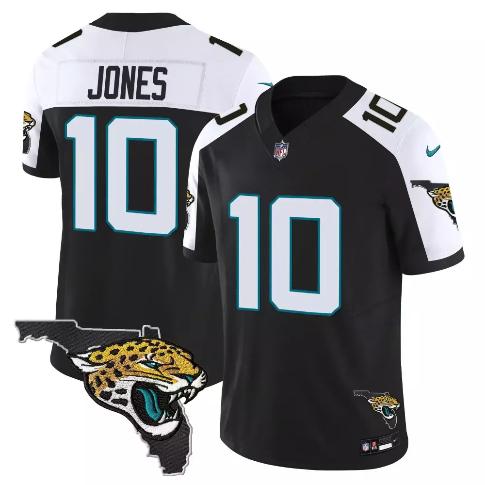 Jones 10 Jacksonville Jaguars Jersey Black Alternate Men White Teal Vapor All Stitched