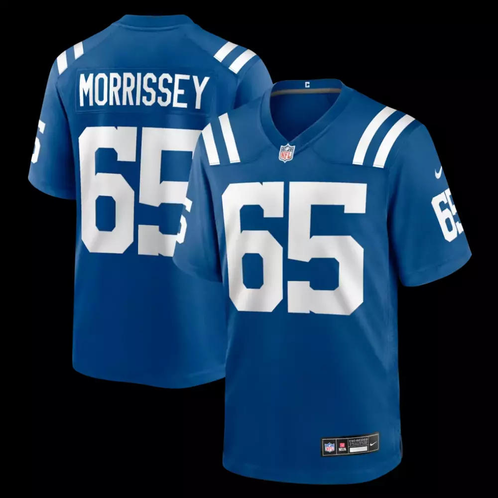 Jimmy Morrissey 65 Colts Jersey Royal Blue Men Home White Game