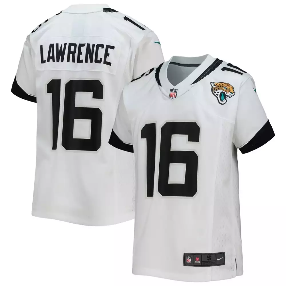 Trevor Lawrence 16 Jersey White Jacksonville Jaguars Men Standard Black Teal Game