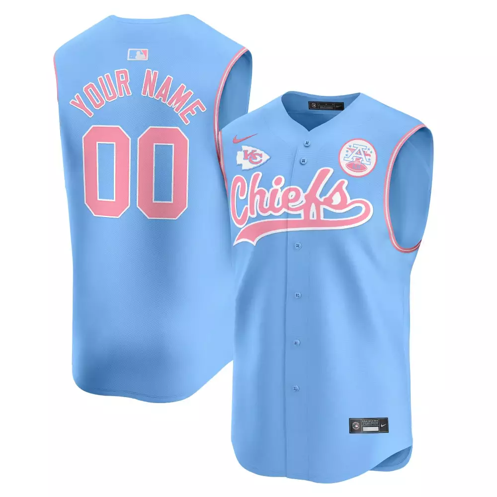 Custom Kansas City Chiefs Jersey Light Blue Little League Classic Athletics Pink