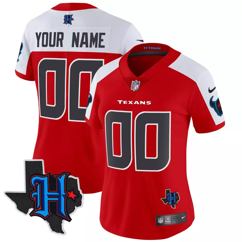 Custom Texans Jersey Red Field Men White Black Alternate Vapor Limited All Stitched