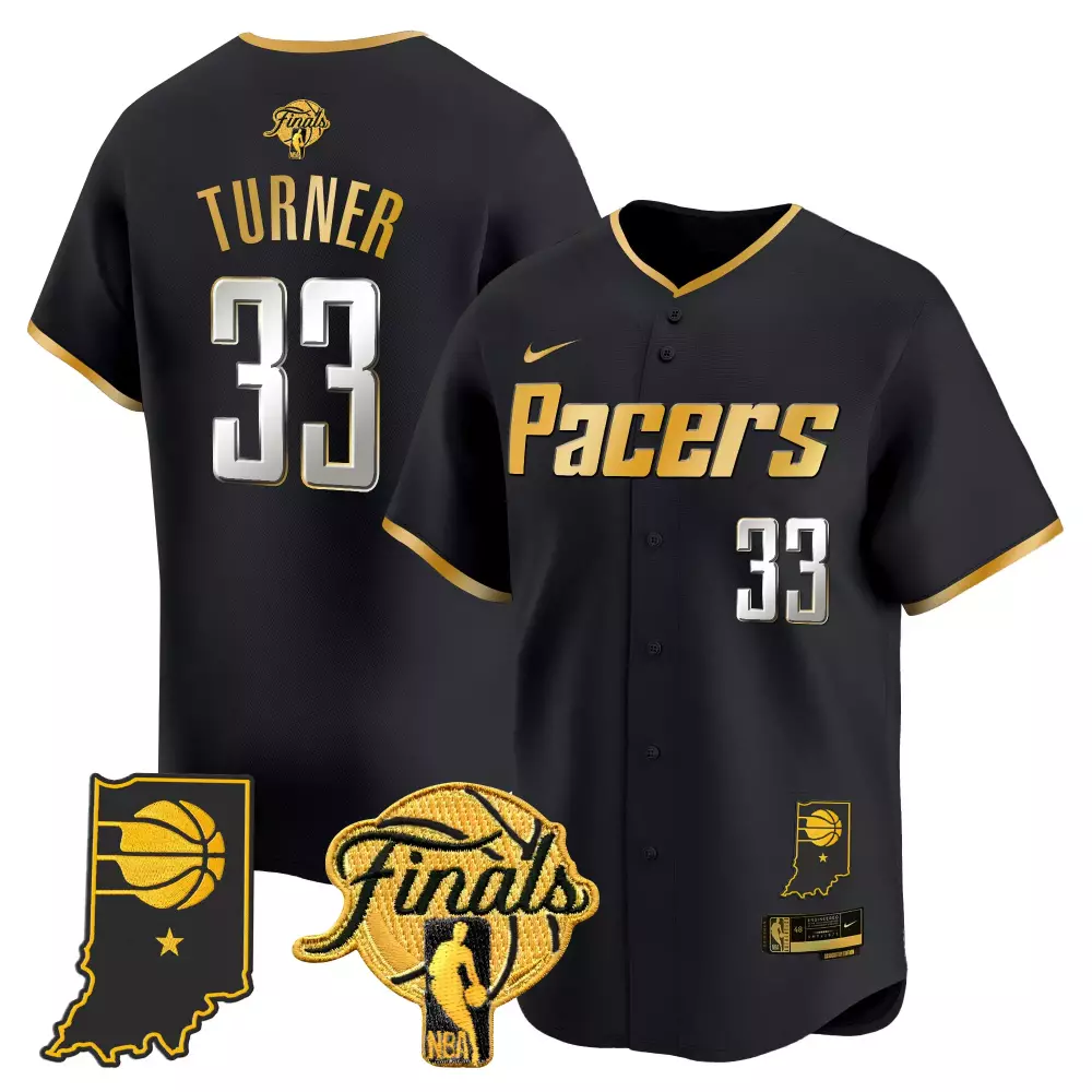 Myles Turner 33 Pacers Jersey Black Indiana Shape Basketball Star Finals Men Gold
