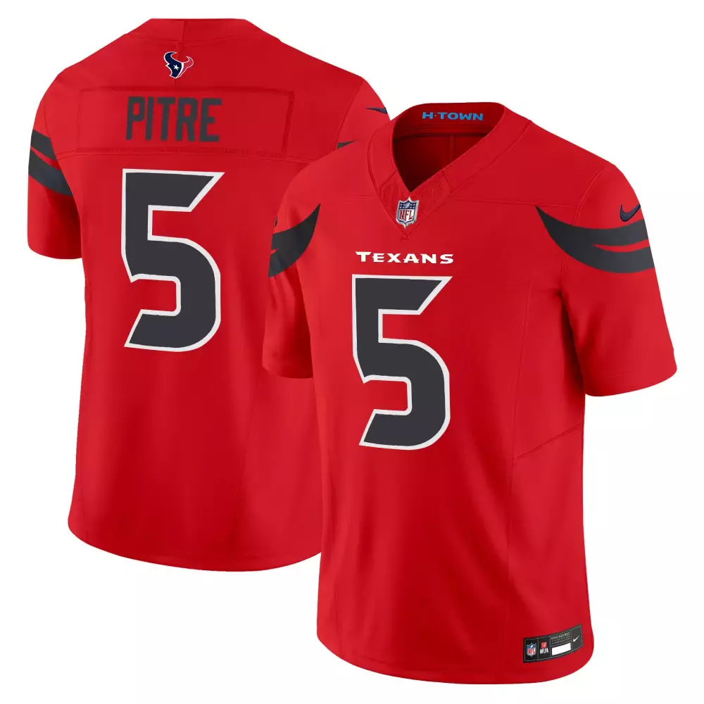 Jalen Pitre 5 Houston Texans Jersey Red Men Standard Black White Vapor Limited v2