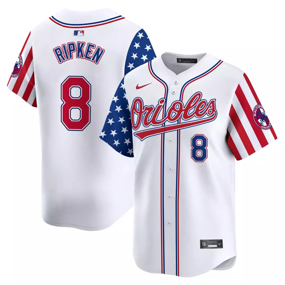 Cal Ripken 8 Orioles Jersey White Baltimore Men Split Design Red Blue Vapor Premier