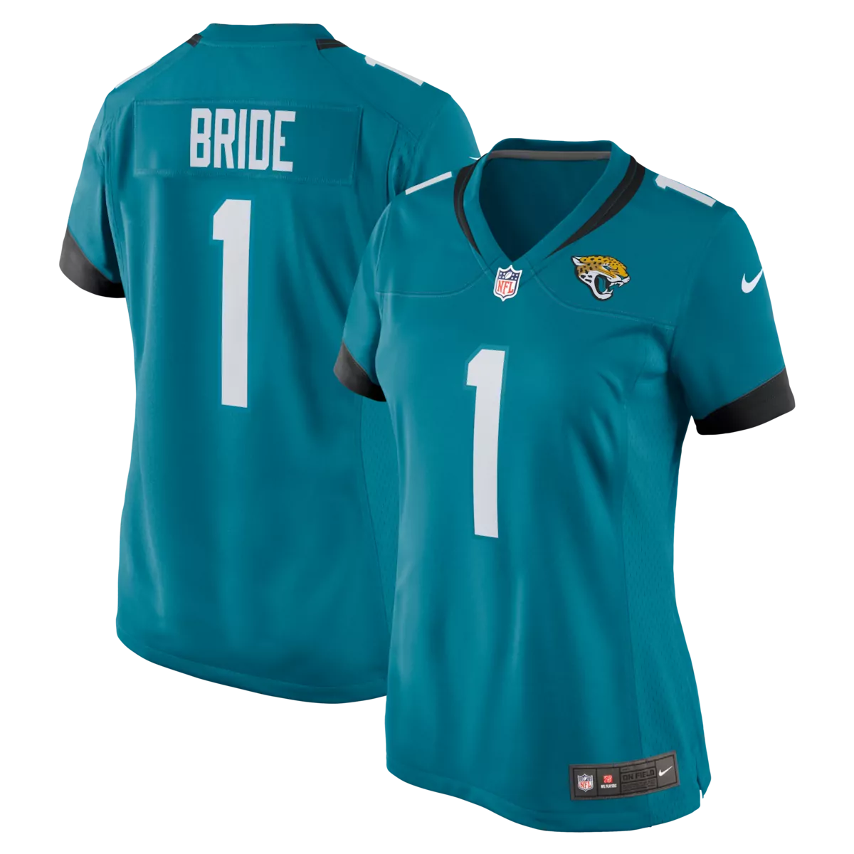 Bride 1 Jacksonville Jaguars Jersey Teal Women NFL Black White Game