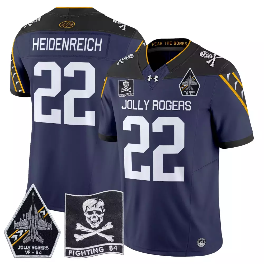 Heidenreich Jolly 22 Rogers Jersey Navy VF-84 Fighting 84 Men Black Yellow White
