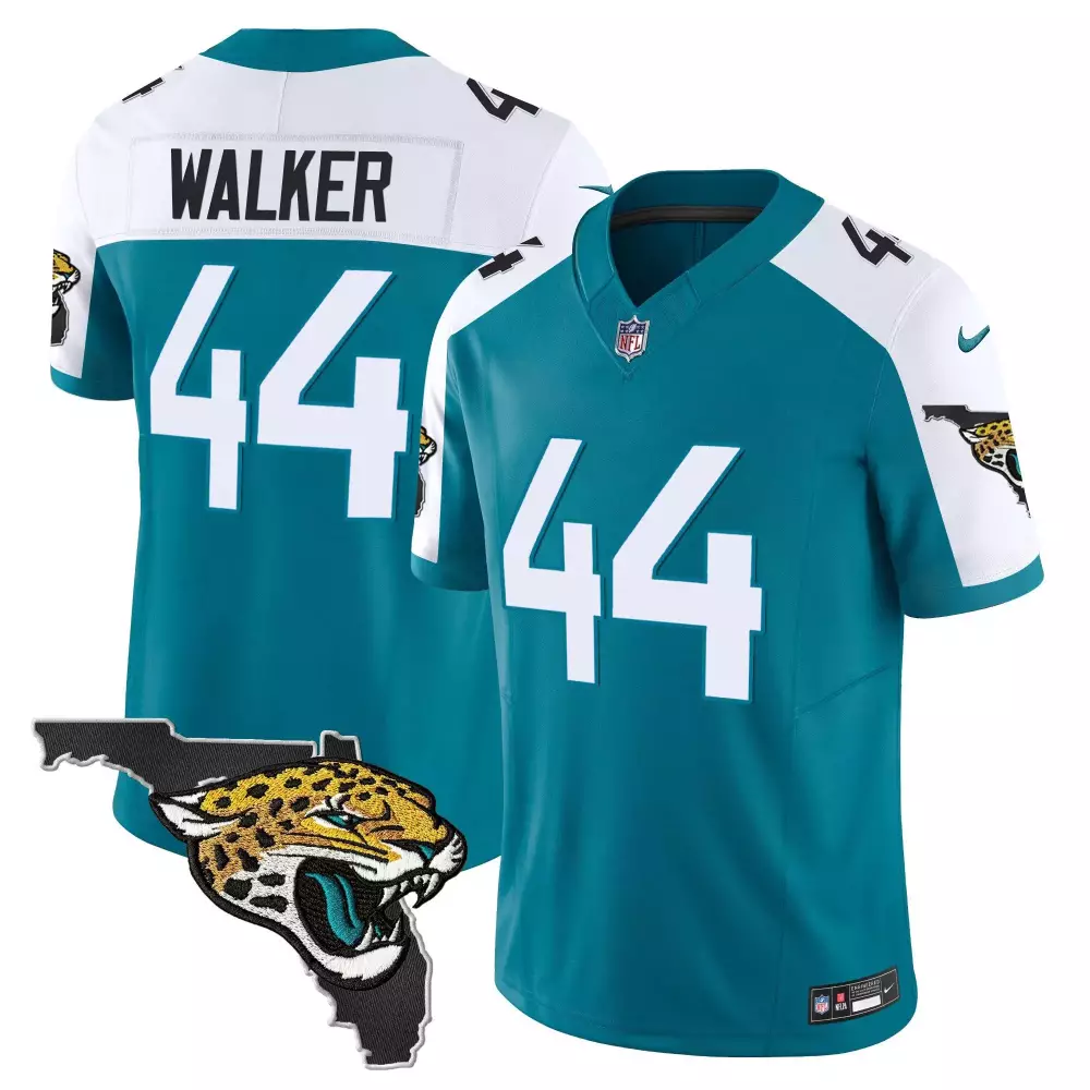 Travon Walker 44 Jersey Teal Jacksonville Jaguars Florida Outline Jaguar Head Men