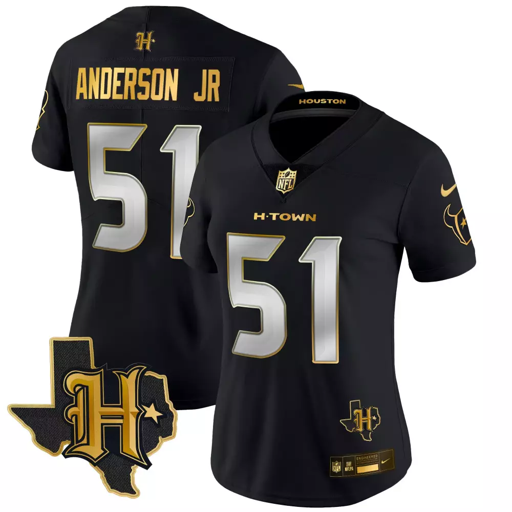 Will Anderson Jr. 51 Jersey Black H-town Houston Texans Nflpa Men Player Gold Silver