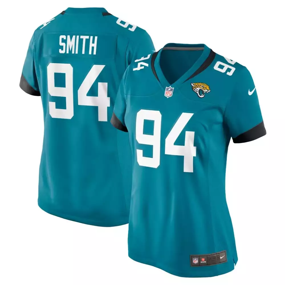 Smith 94 Jacksonville Jaguars Jersey Teal Women Replica Black White Game