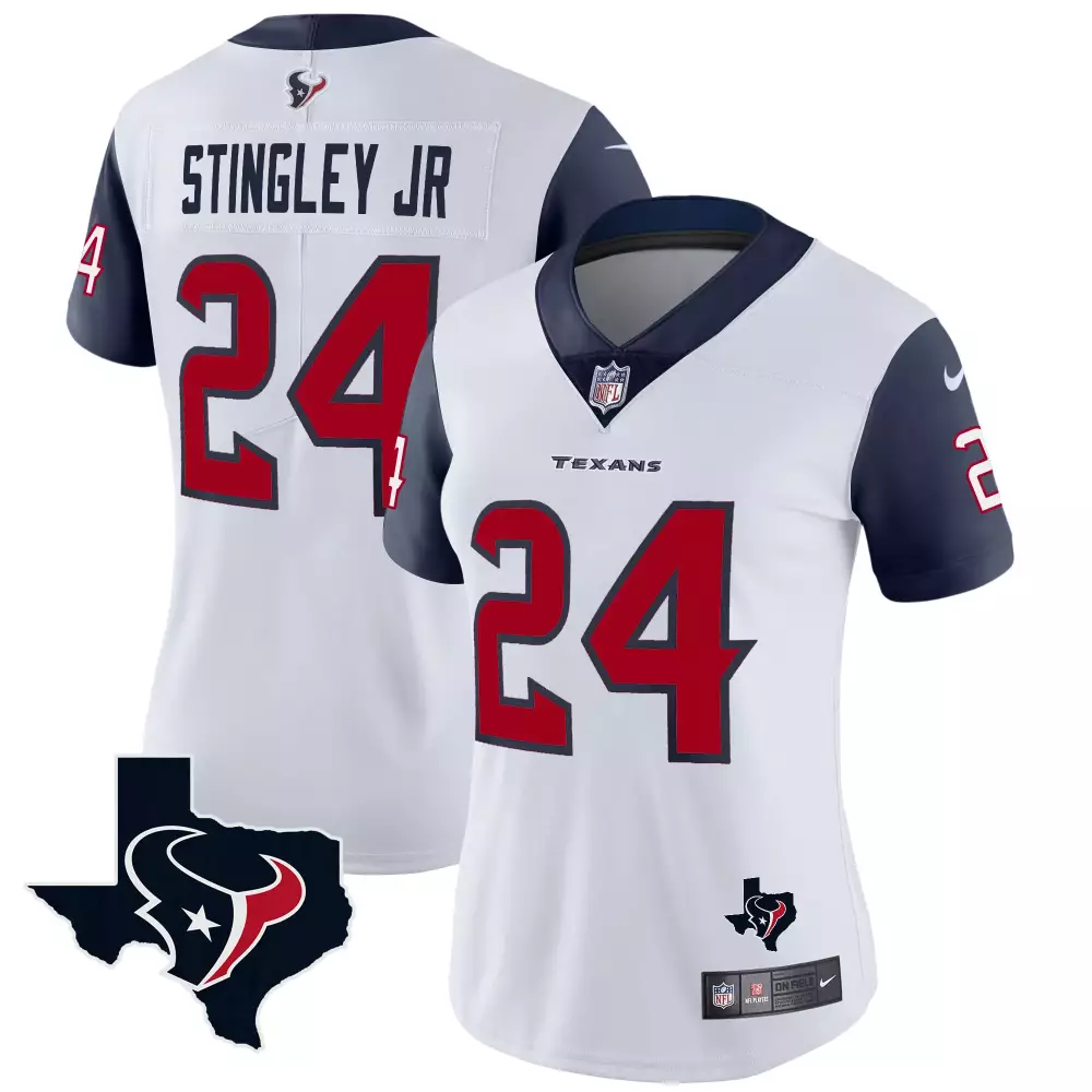 Derek Stingley Jr. 24 Jersey White Houston Texans Women Game Alternate Navy Blue