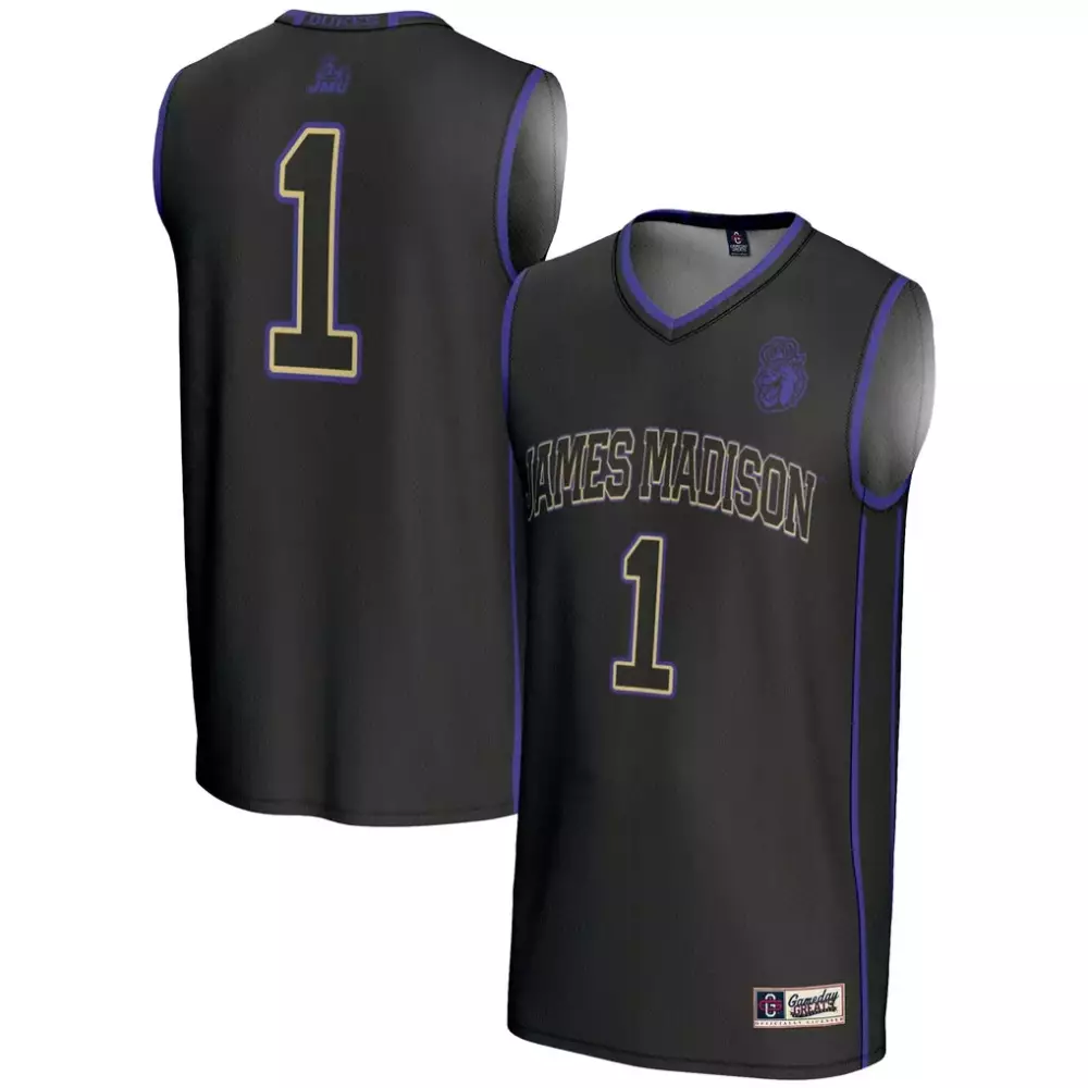 James Madison 1 Jersey Black Dukes Men Purple Gold Gameday