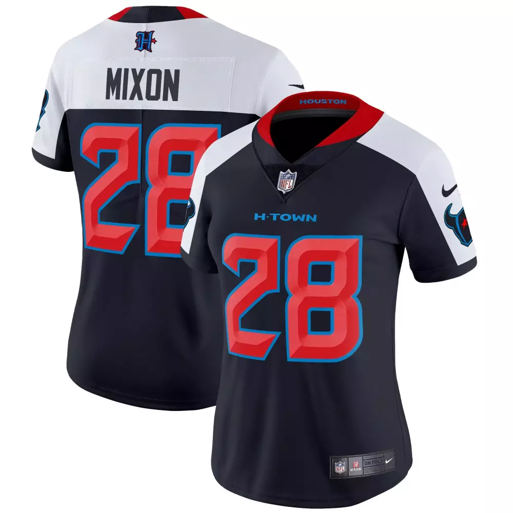 Joe Mixon 28 Houston Texans Jersey Navy Blue Women Replica Alternate White Red Light