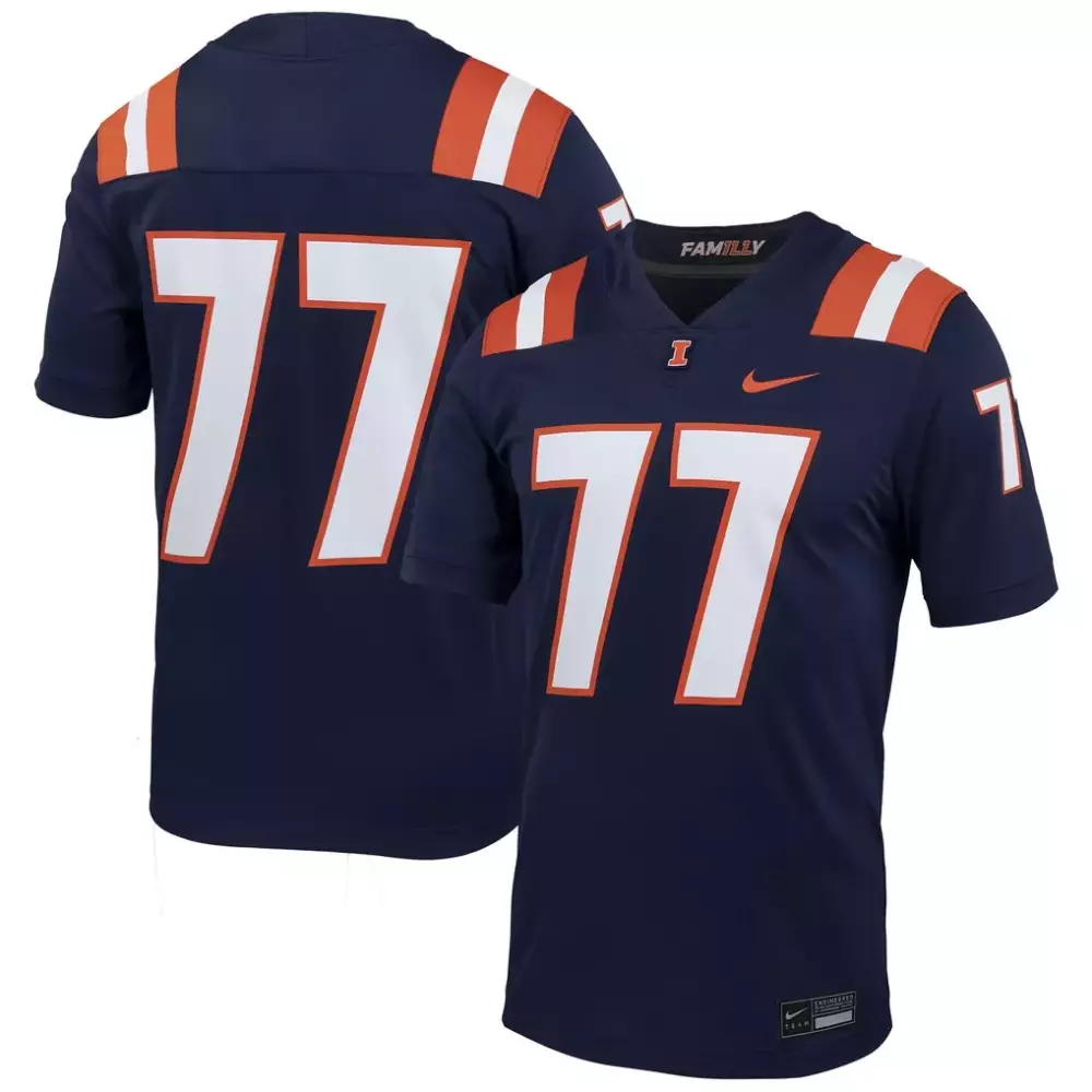 Fighting Illini 77 Jersey Navy Illinois Men Orange White