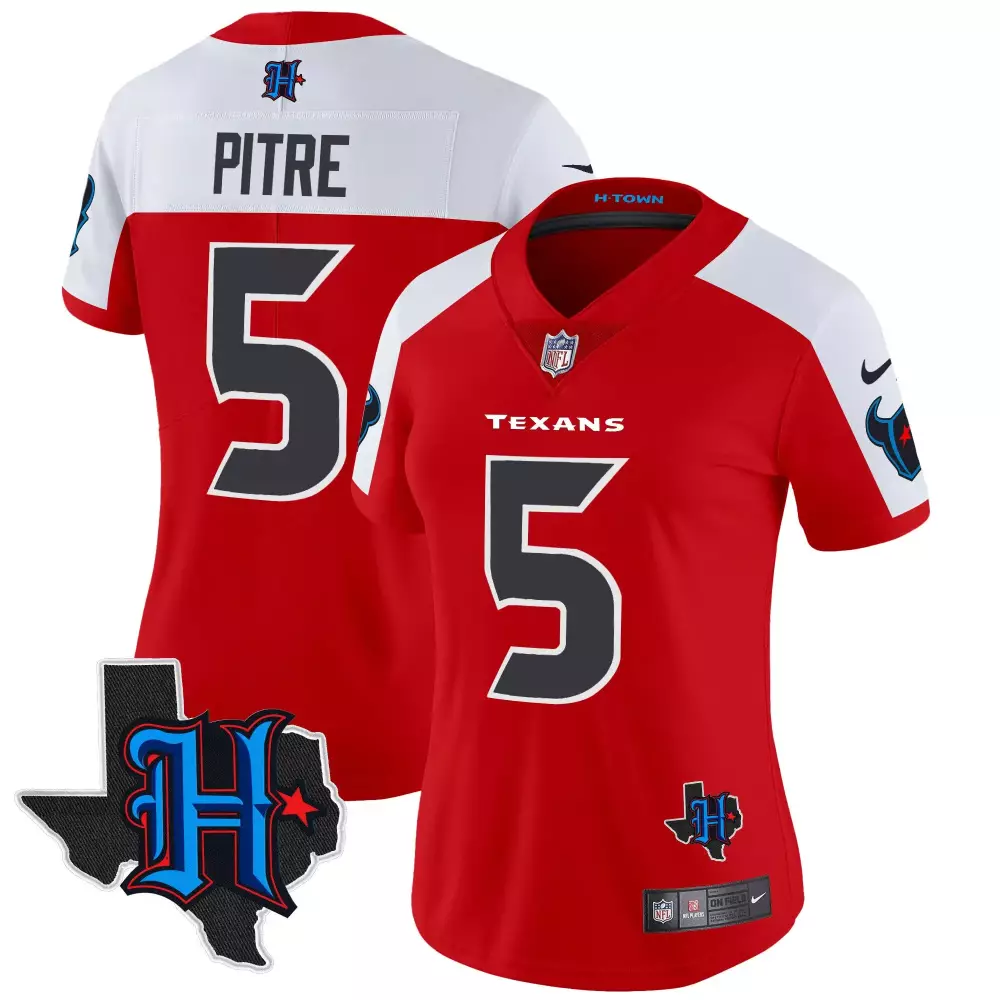 Jalen Pitre 5 Houston Texans Jersey Red H-town Texas Men White Blue Black Alternate