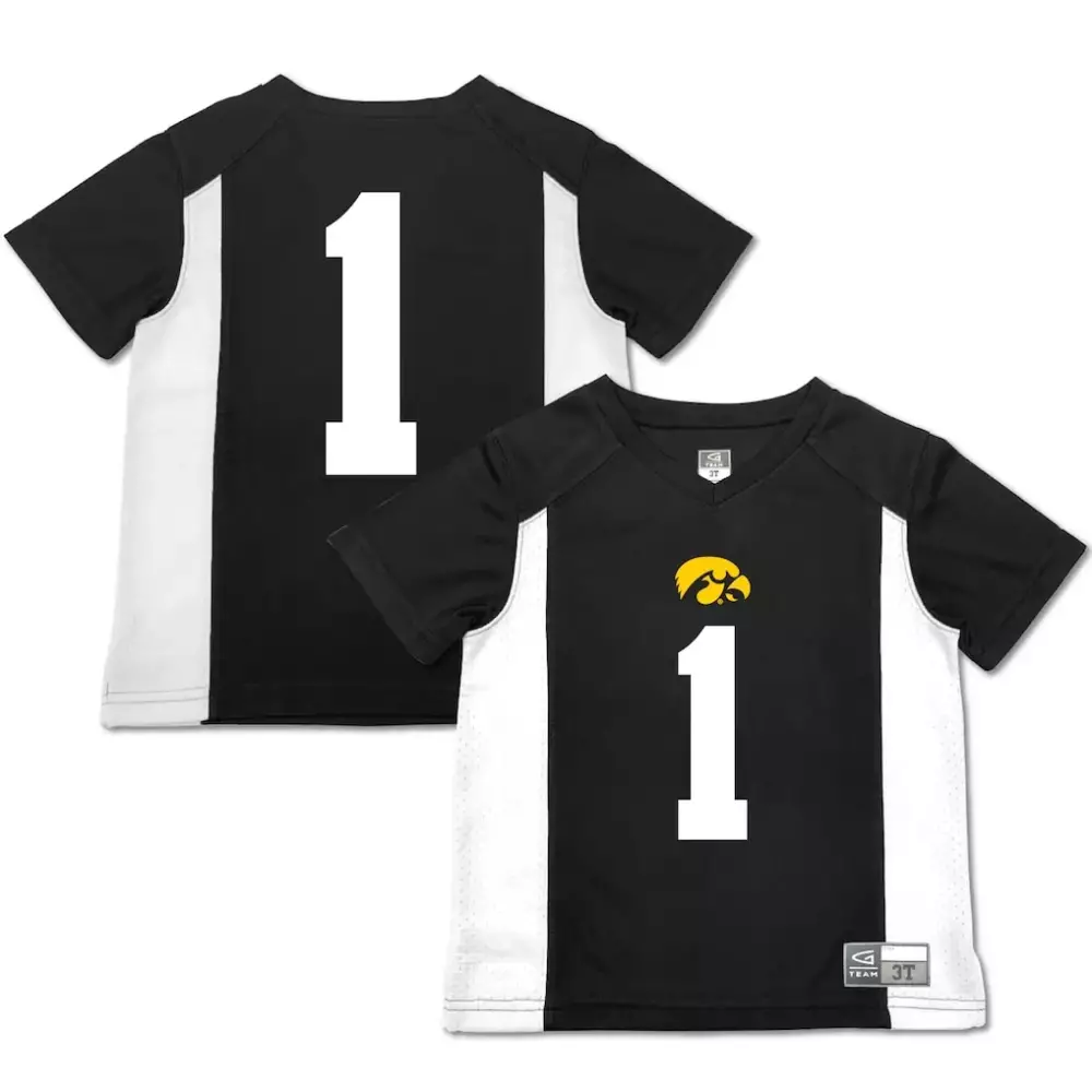 Custom Iowa Hawkeyes 1 Jersey Black Kids Replica Split Design White Yellow