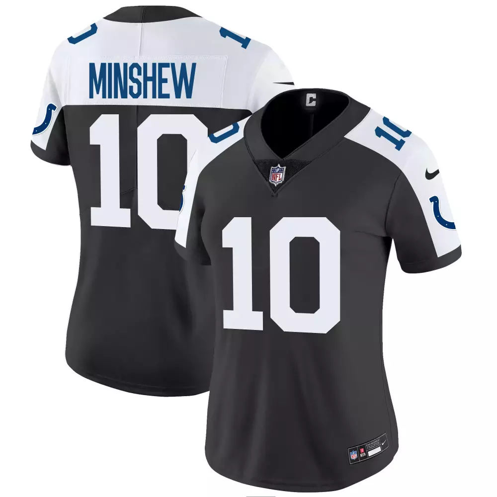 Gardner Minshew 10 Colts Jersey Black Men Official Alternate White Blue All Stitched