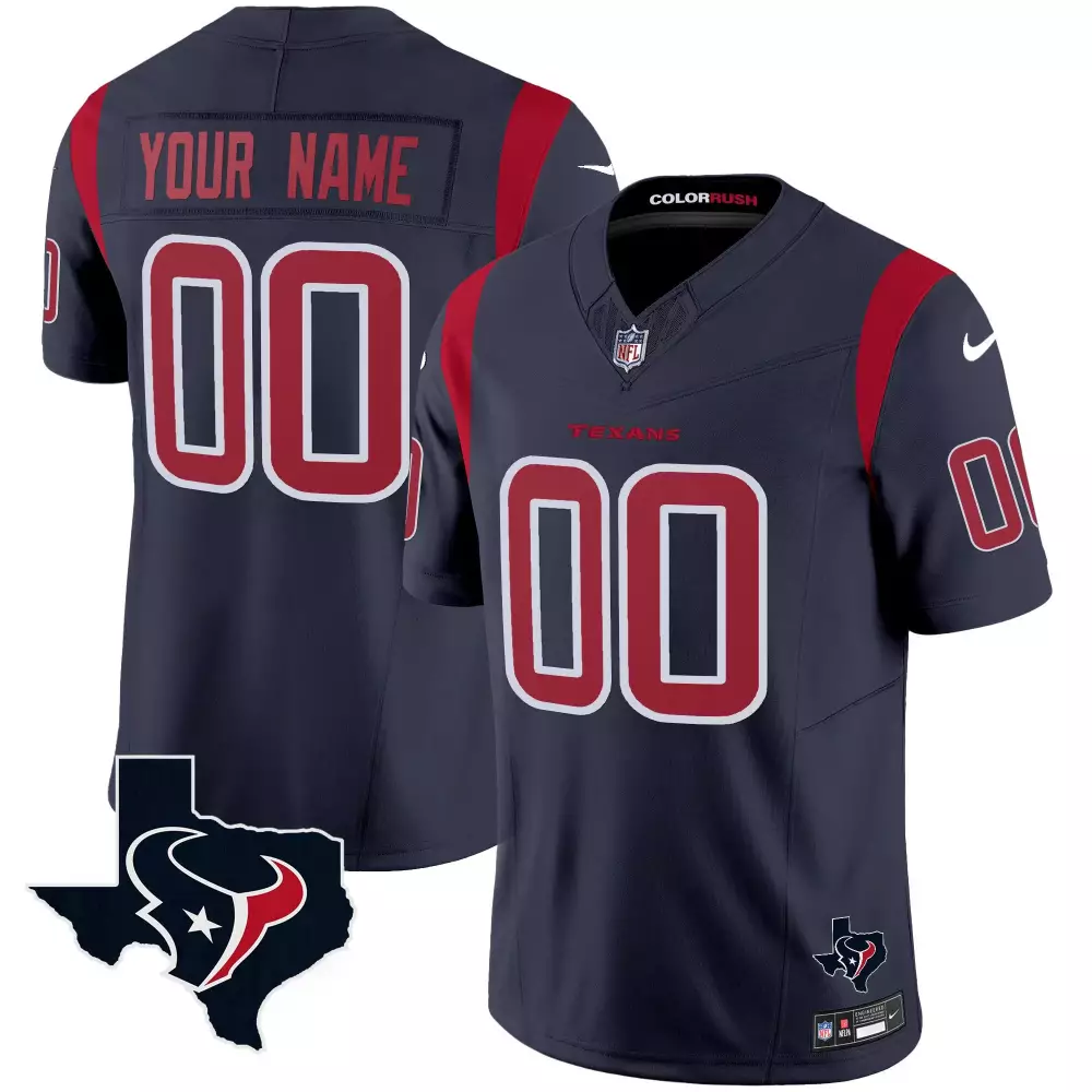 Custom Texans Jersey Navy Color Rush Men Red Vapor v2 All Stitched