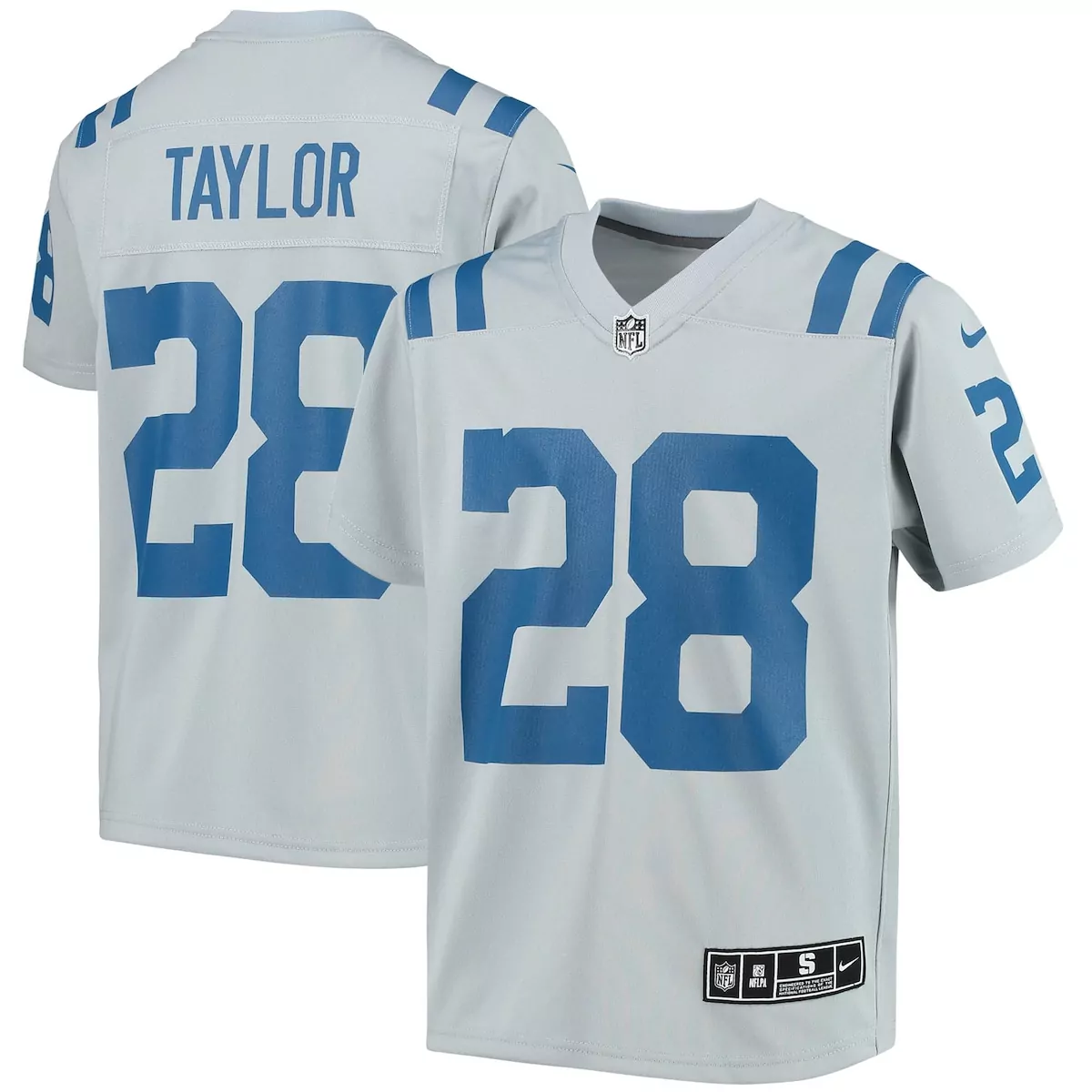 Jonathan Taylor 28 Colts Jersey Light Gray Men Royal Blue Game