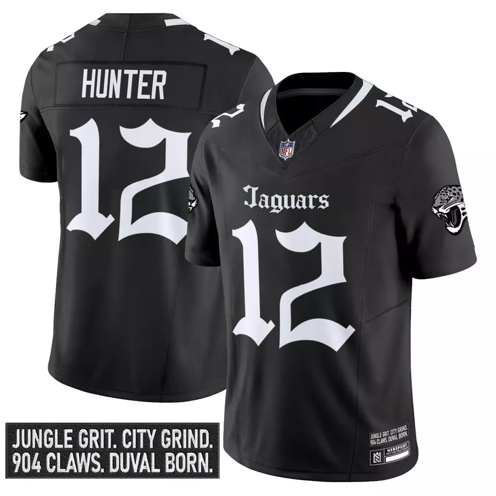 Travis Hunter 12 Jaguars Jersey Black Nesssport Men Replica White Vapor Stitched