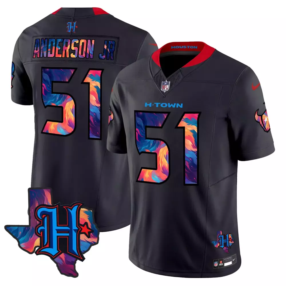 Will Anderson 51 Houston Texans Jersey Black H-town Men Alternate Split Design Red