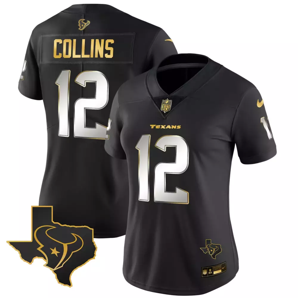 Nico Collins 12 Texans Jersey Black Texas Men Player Gold Silver Limited Vapor All