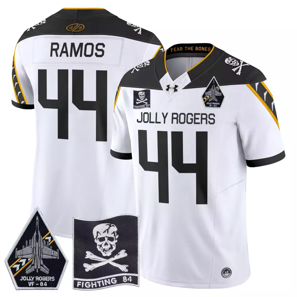 Ramos Jolly 44 Rogers Jersey White VF-84 Fighting 84 Men Black Yellow Stitched