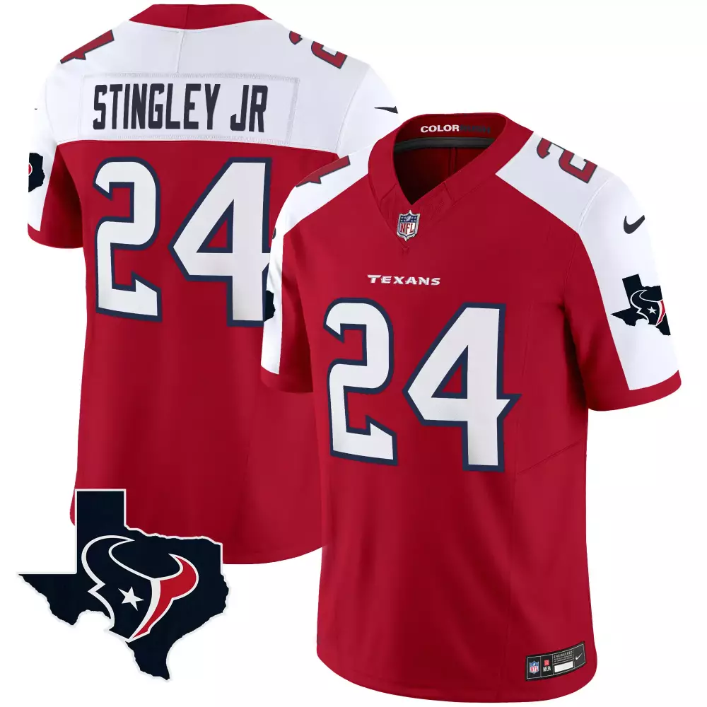 Derek Stingley Jr. 24 Jersey Red Houston Texans Men White Navy Blue Rush All Stitched