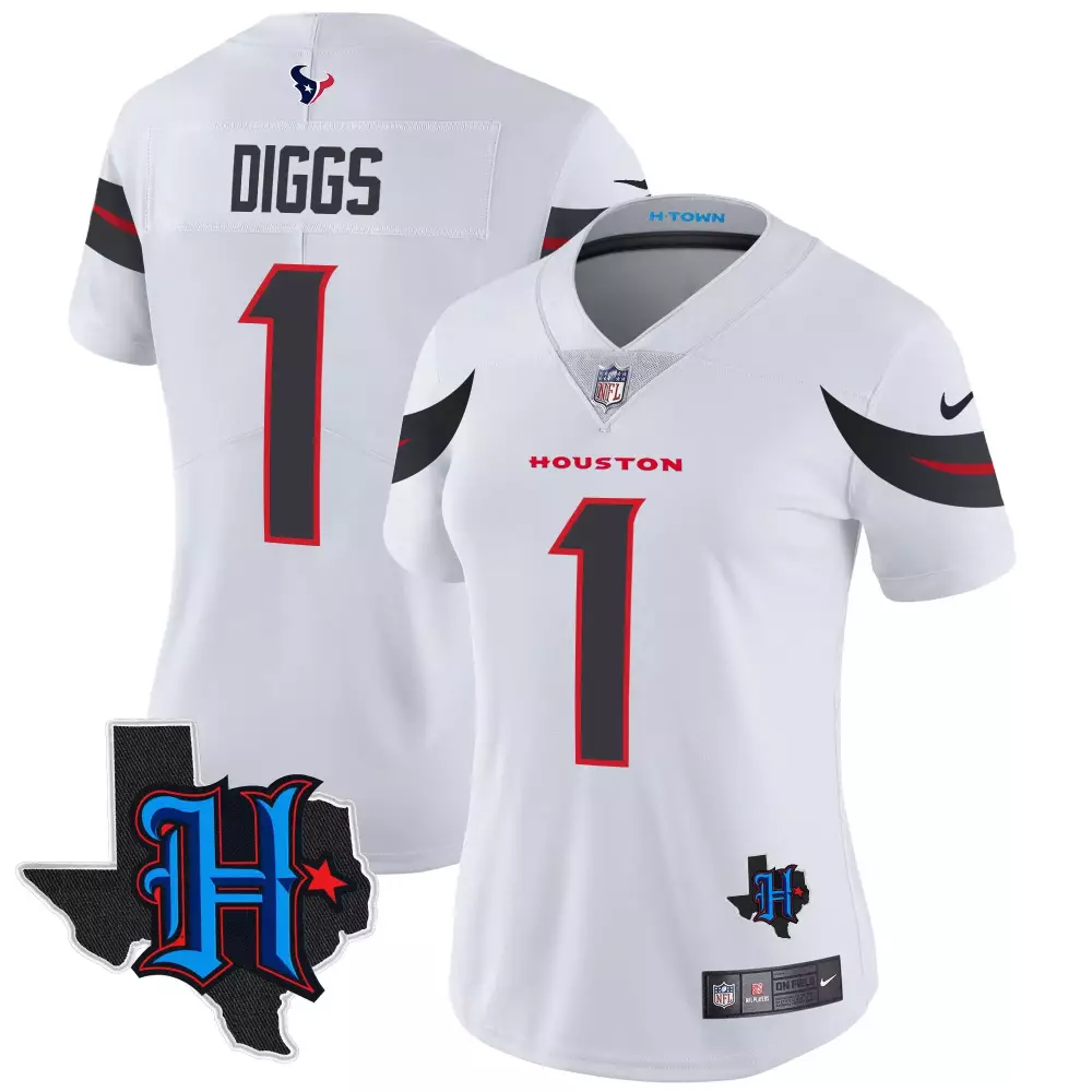 Diggs 1 Houston Texans Jersey White Null H-town Texas 2023 Women Replica Alternate