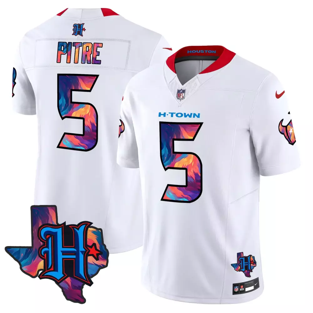 Jalen Pitre 5 Houston Texans Jersey White City Connect Texas H-town Men NFL Split