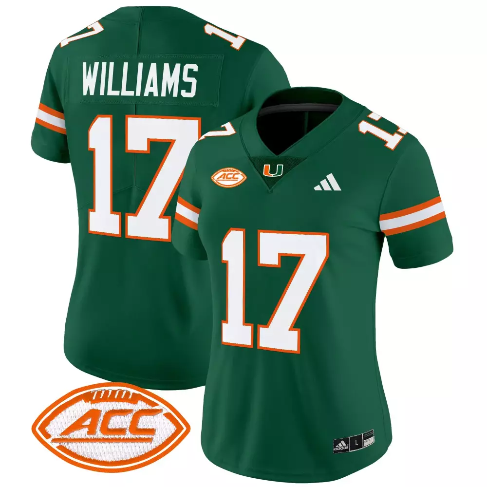 Williams ACC 17 Miami Hurricanes Jersey Green Women Orange White Vapor All Stitched