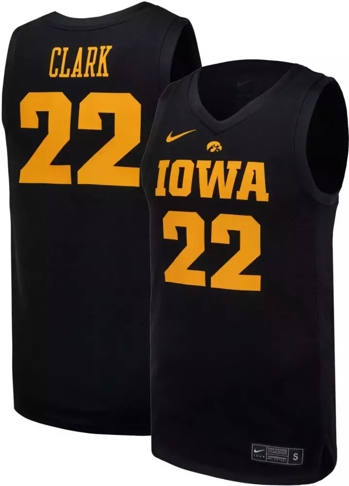 Caitlin Clark 22 Iowa Jersey Black Women Gold All Stitched