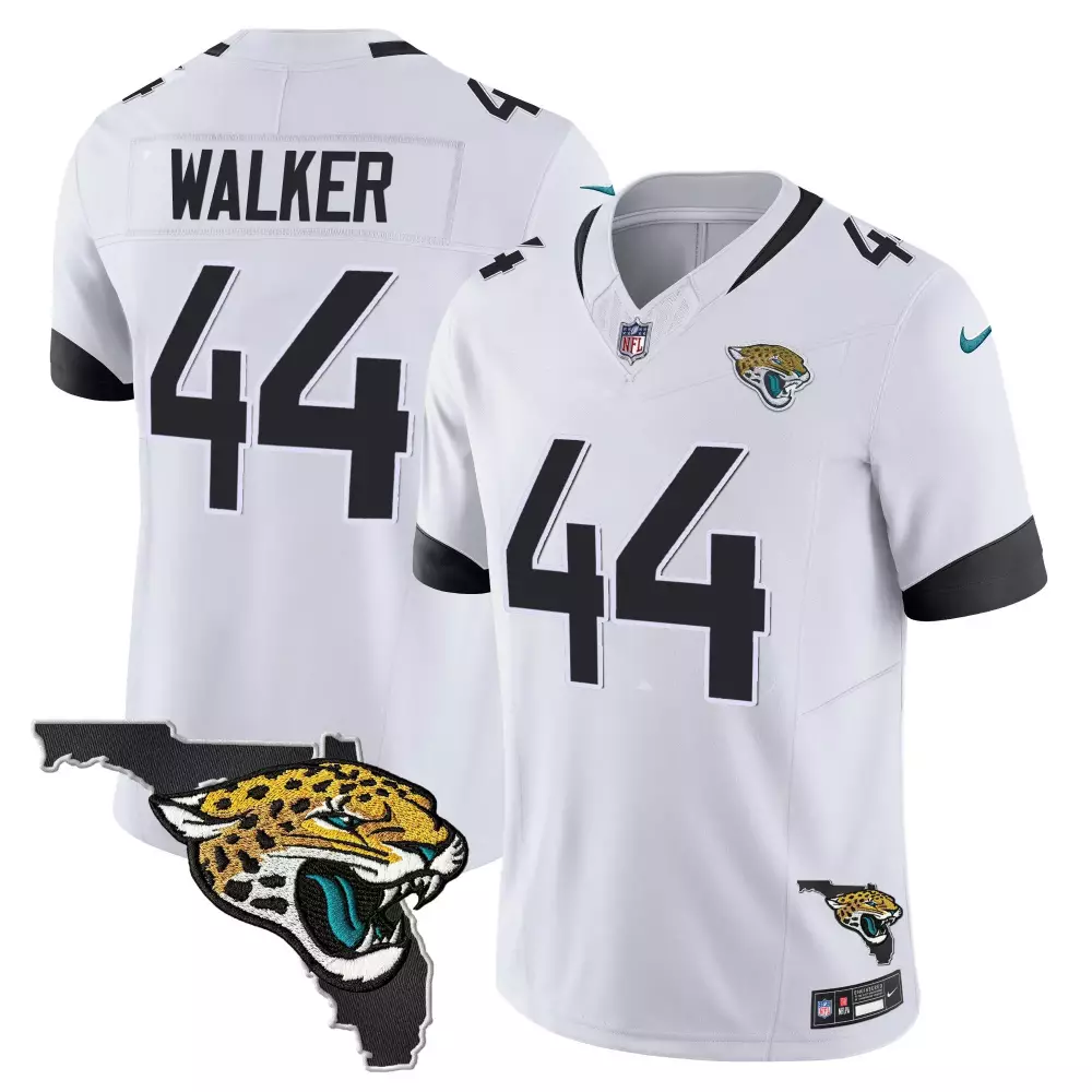 Travon Walker 44 Jaguars Jersey White Florida Map Jaguar Head Men Black Vapor All