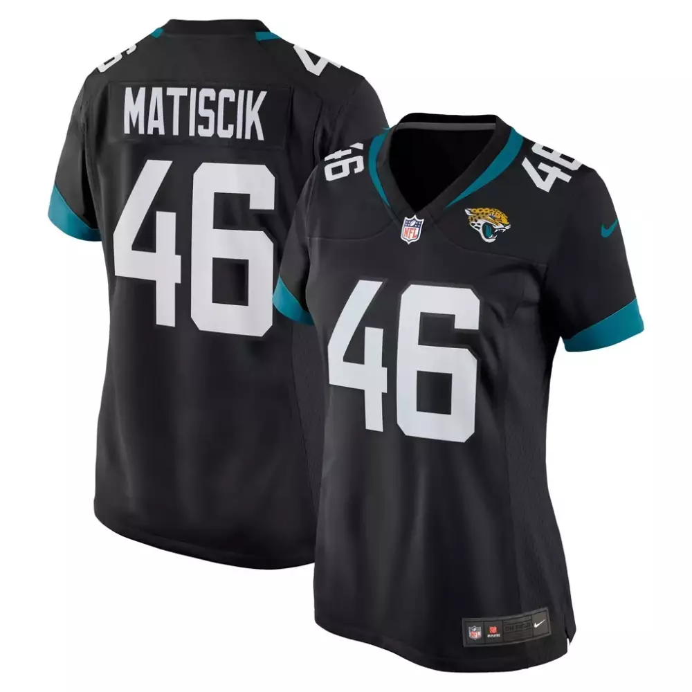 Ross Matiscik 46 Jersey Black Jacksonville Jaguars Women NFL Teal White Game